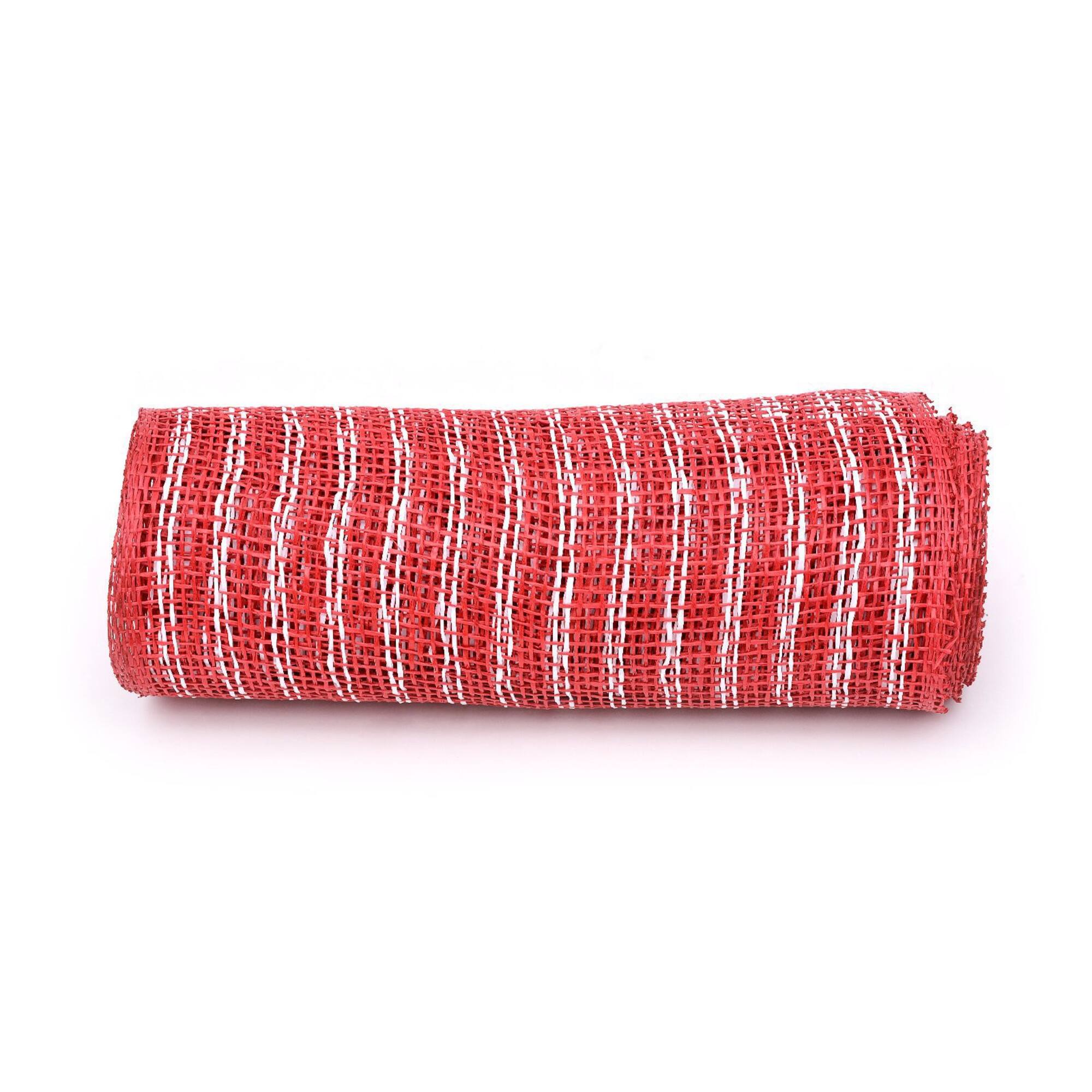 10" x 19ft. White & Red Window Poly Burlap Mesh by Celebrate It™